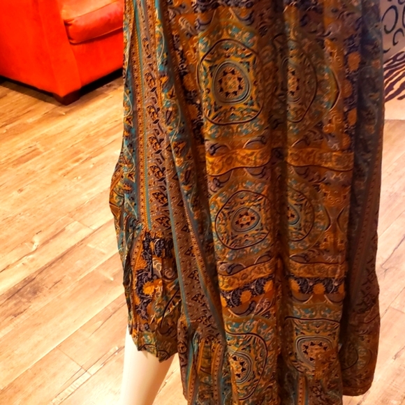 Karma Highway*2 Prints Avail* Silky Hi-Lo Ruffle Hem Sangria Dress OS NEW - Picture 6 of 6